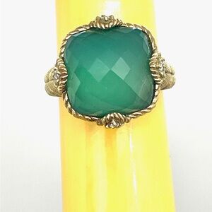 Gold plated Judith Ripka Green Stone Ring